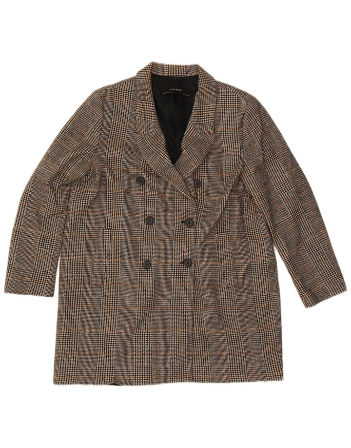 Cappotto doppiopetto da donna ZARA UK 20 2XL Poliestere pied de poule grigio