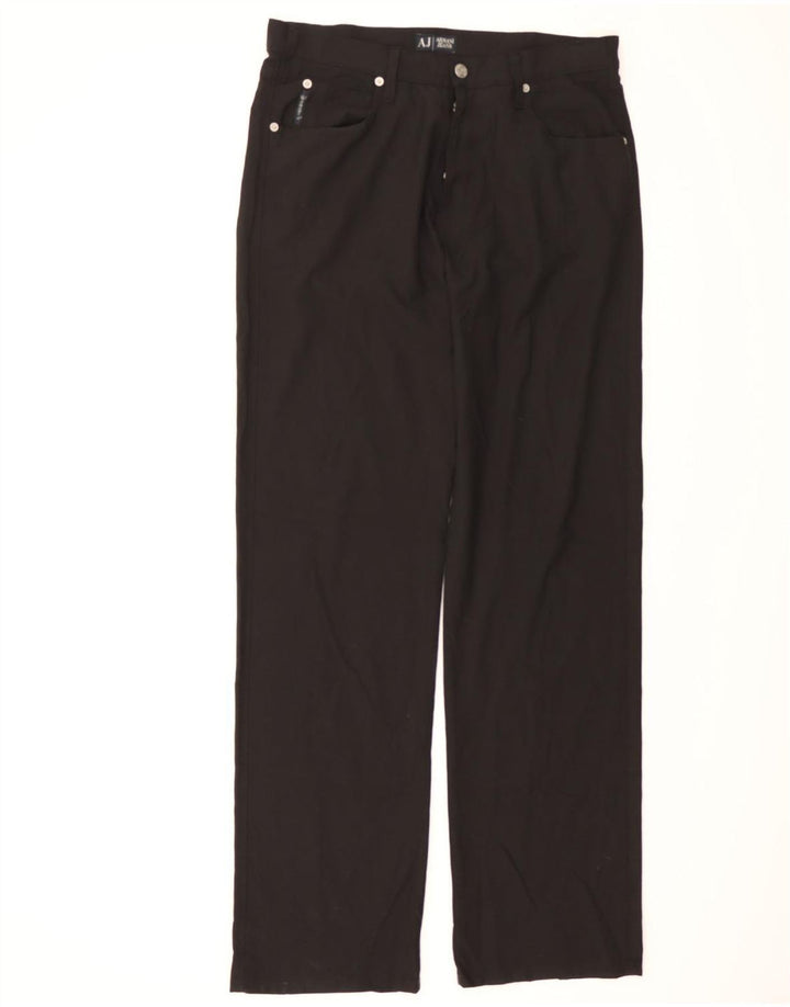 ARMANI Womens Straight Casual Trousers W34 L34 Black Polyester Vintage Armani and Second-Hand Armani from Messina Hembry 