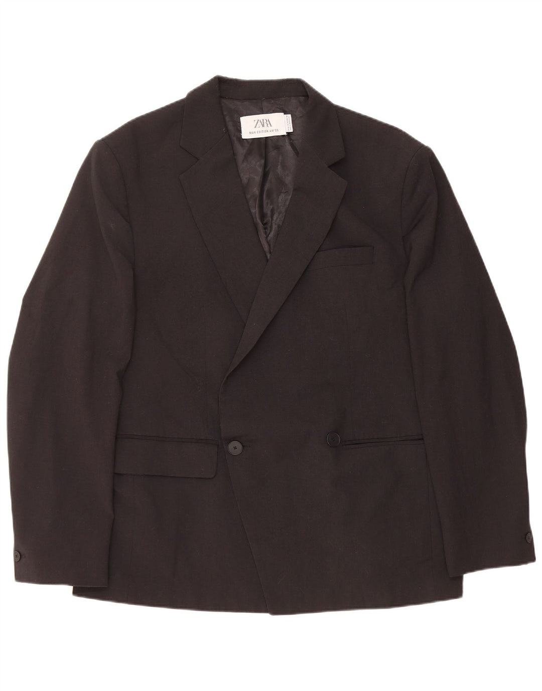 Giacca blazer doppiopetto da uomo Zara EU 52 grande lana nera
