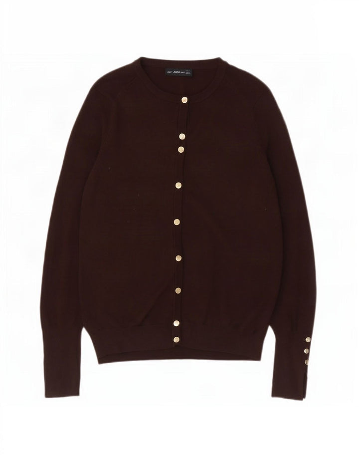 Maglione cardigan da donna Zara UK 10 piccolo in viscosa marrone