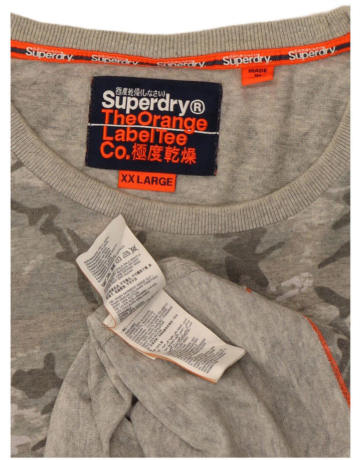 SUPERDRY Mens T-Shirt Top 2XL Grey Camouflage Cotton Vintage Superdry and Second-Hand Superdry from Messina Hembry 