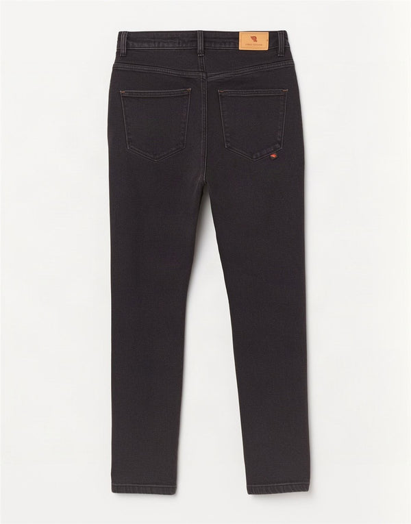 Jeans da equitazione vintage da donna a vita alta W32 L30 in cotone nero