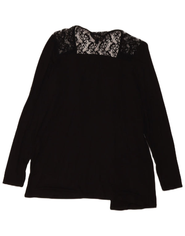 Maglione cardigan aperto da donna Lipsy UK 14 Viscosa floreale nera media