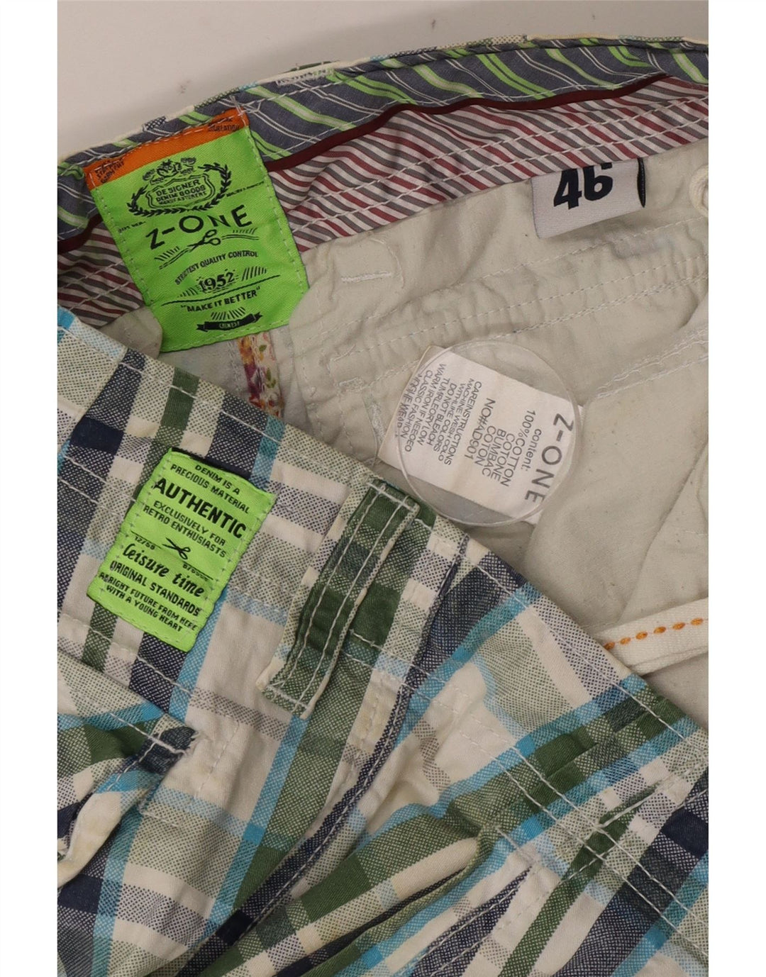 Pantaloncini cargo da uomo ZONE IT 46 Small W32 in cotone a quadri multicolore