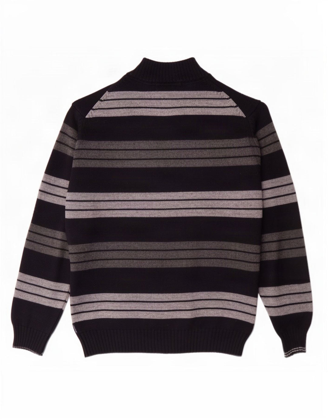 Maglione da uomo con zip e collo Il Granchio, a righe grandi blu navy