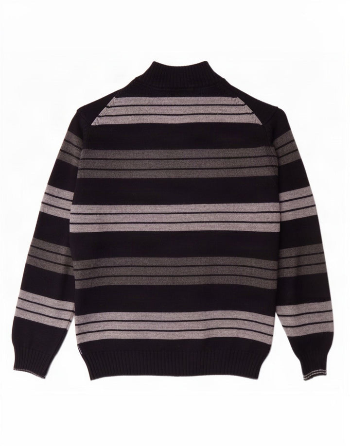 Maglione da uomo con zip e collo Il Granchio, a righe grandi blu navy