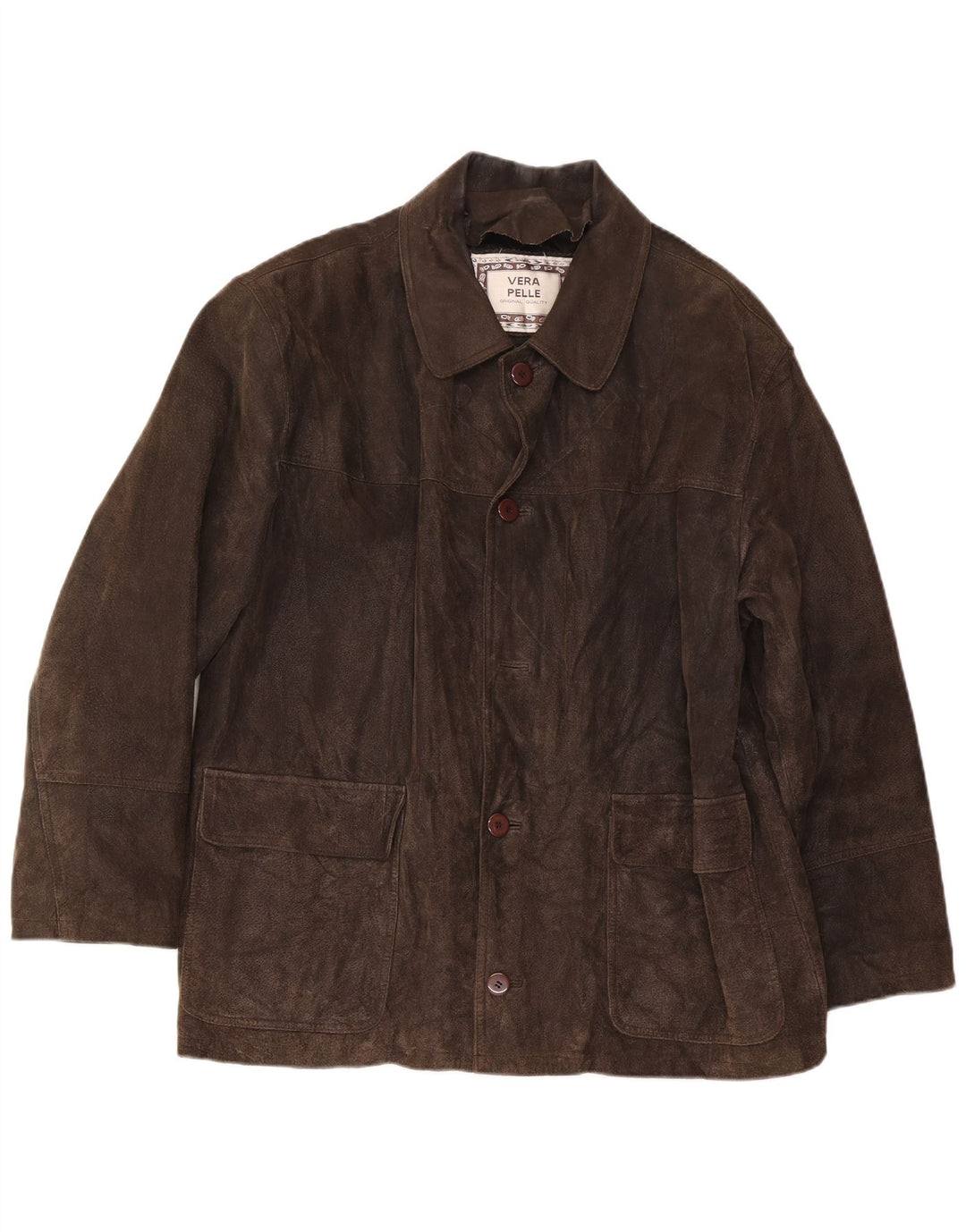 Giacca vintage in pelle scamosciata da uomo IT 54 2XL in pelle marrone