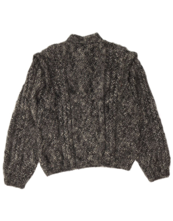 Maglione cardigan da donna VINTAGE UK 16 grande grigio