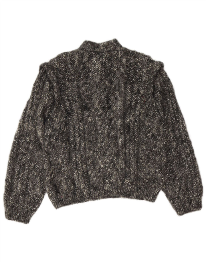 Maglione cardigan da donna VINTAGE UK 16 grande grigio