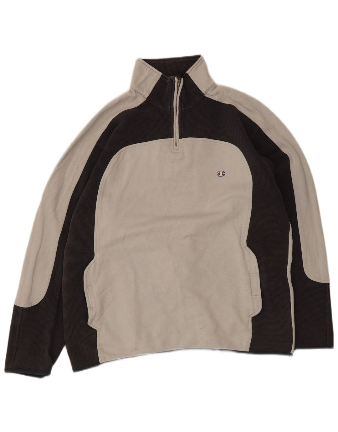 Felpa Champion da uomo con zip e collo, maglione grande, colore grigio
