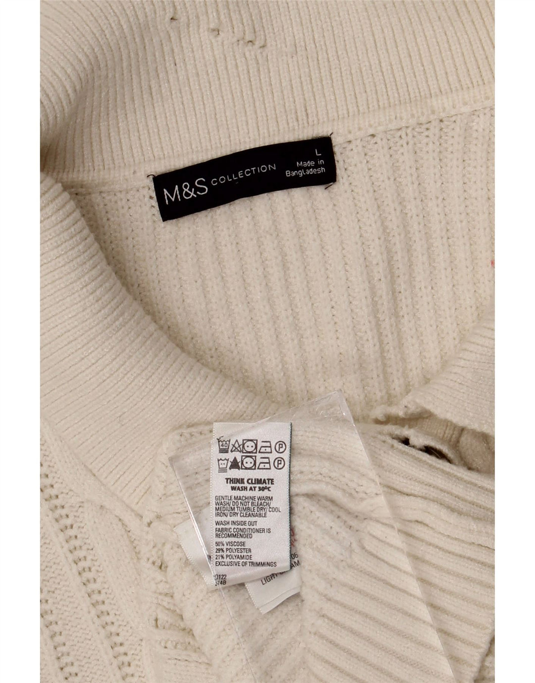 Maglione cardigan da donna Marks & Spencer UK 16 grande viscosa bianca