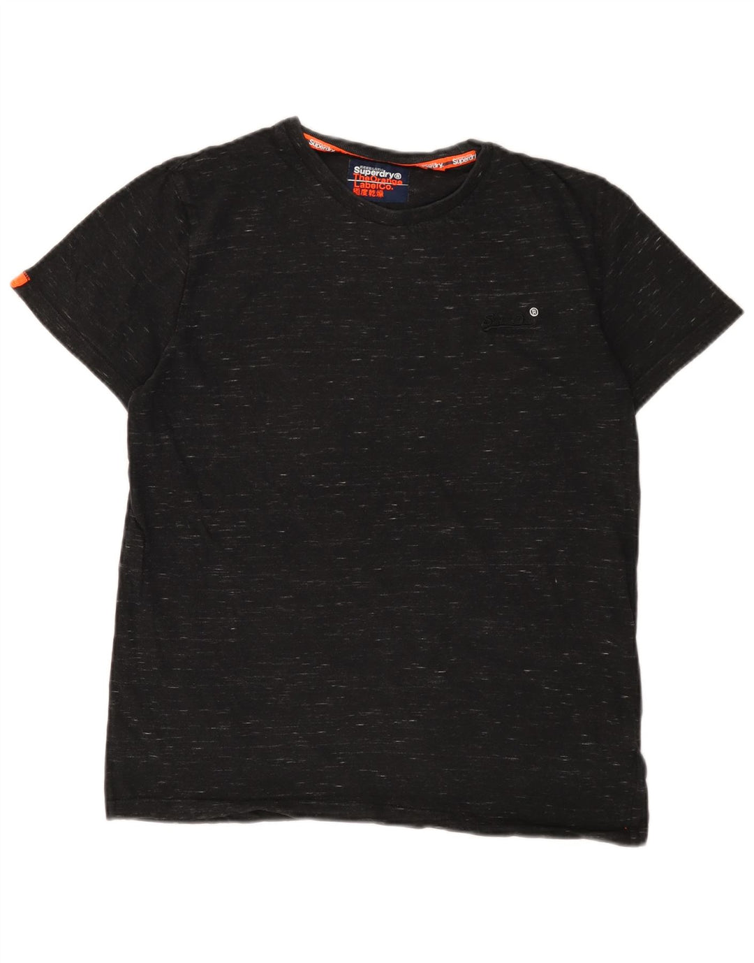 T-shirt da uomo SUPERDRY Top in cotone chiazzato nero medio
