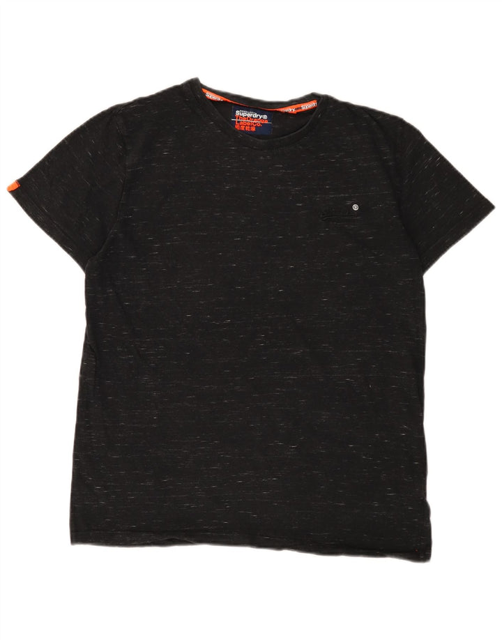 T-shirt da uomo SUPERDRY Top in cotone chiazzato nero medio