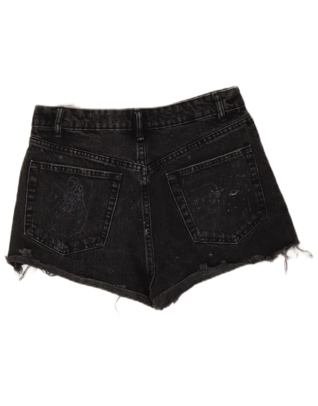 Pantaloncini in denim invecchiato da donna Zara EU 36 XS W26 neri