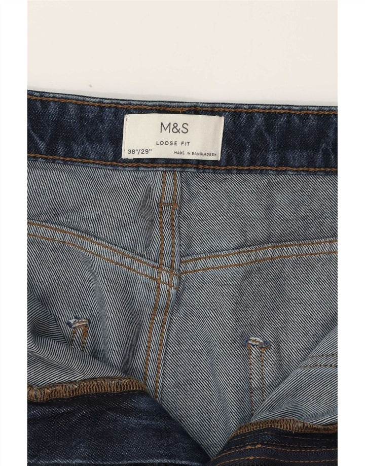 Jeans larghi cargo da uomo Marks & Spencer W38 L29 cotone blu navy