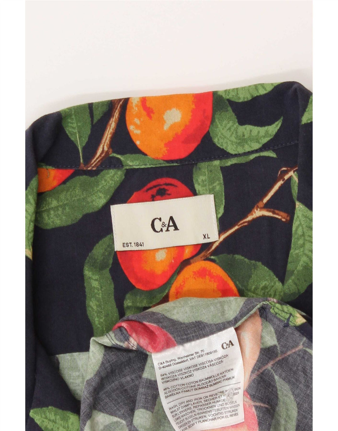 Camicia a maniche corte da uomo con motivo astratto C&A XL in viscosa blu navy