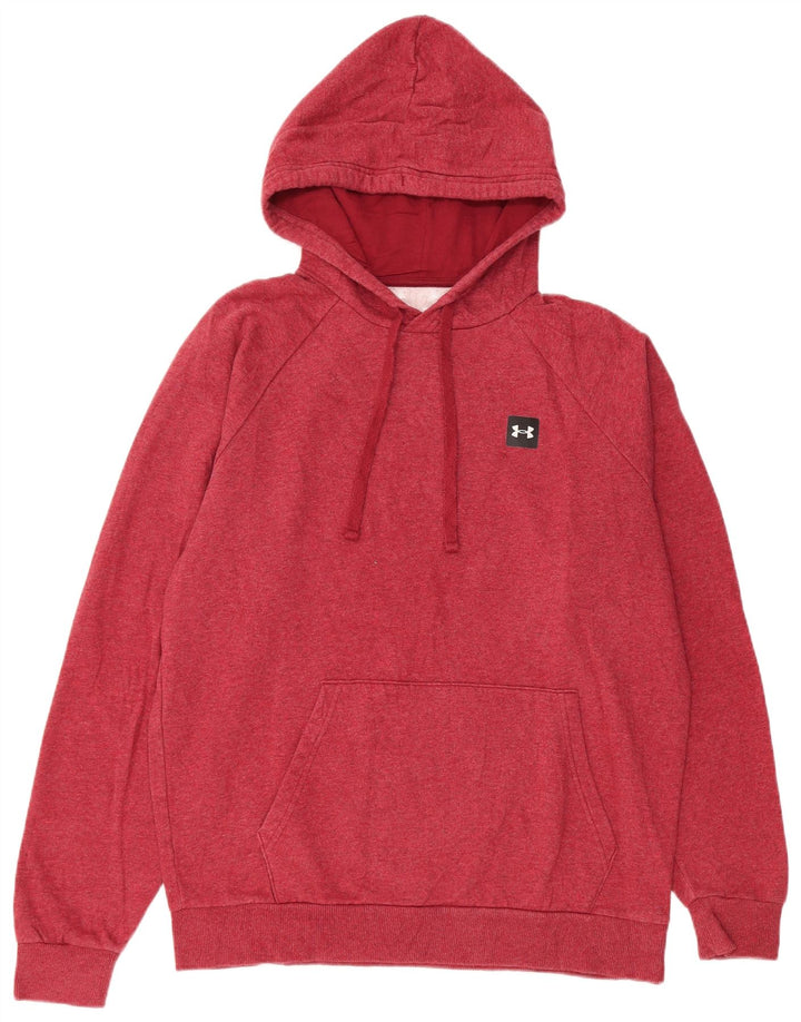 Felpa con cappuccio da uomo UNDER ARMOUR rosso medio in cotone