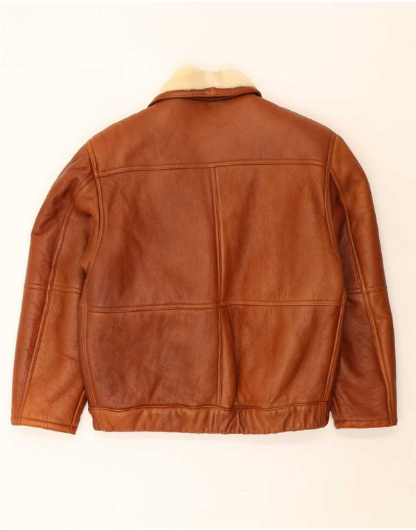 Giacca in shearling vintage da uomo UK 40 Shearling marrone grande