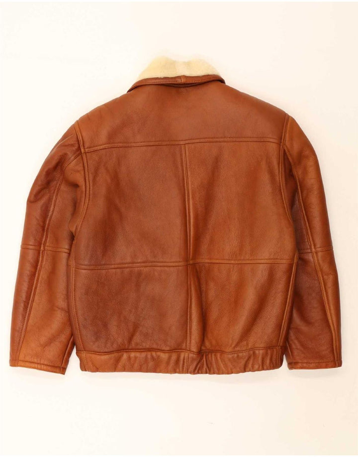 Giacca in shearling vintage da uomo UK 40 Shearling marrone grande
