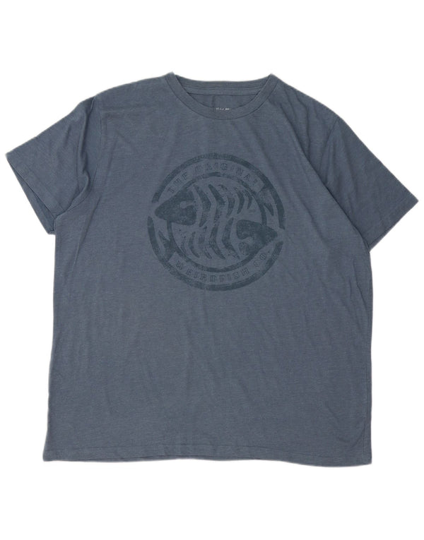 T-shirt grafica da uomo Weird Fish Top XL in cotone blu