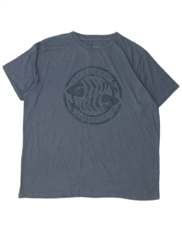 T-shirt grafica da uomo Weird Fish Top XL in cotone blu