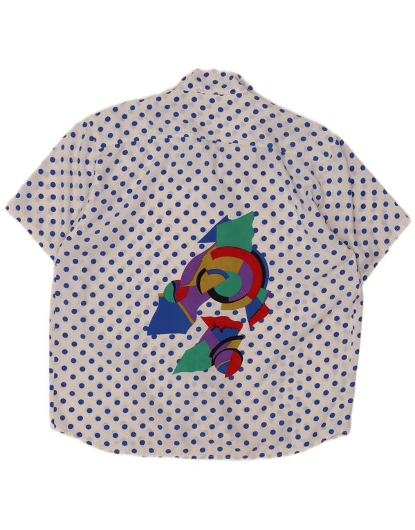 Camicetta vintage da donna a maniche corte UK 16 grande bianca maculata