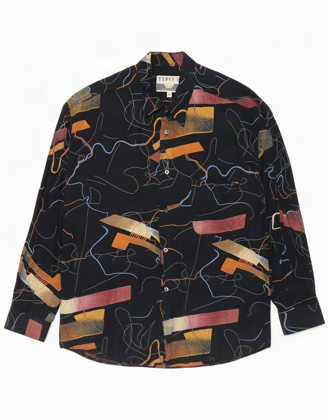 Tipo' S Camicia da uomo con motivo astratto XL Viscosa nera