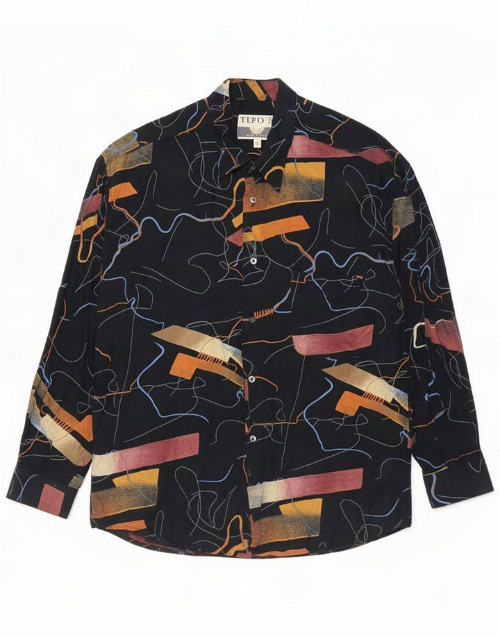 Tipo' S Camicia da uomo con motivo astratto XL Viscosa nera