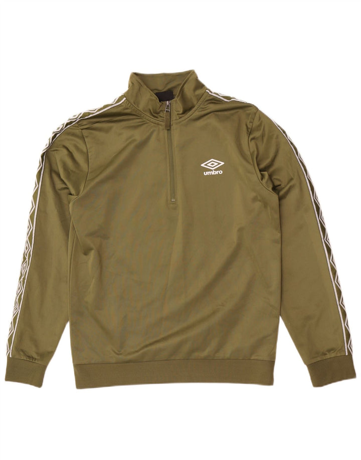Umbro Felpa con collo con zip grafica da uomo Maglione piccolo poliestere kaki