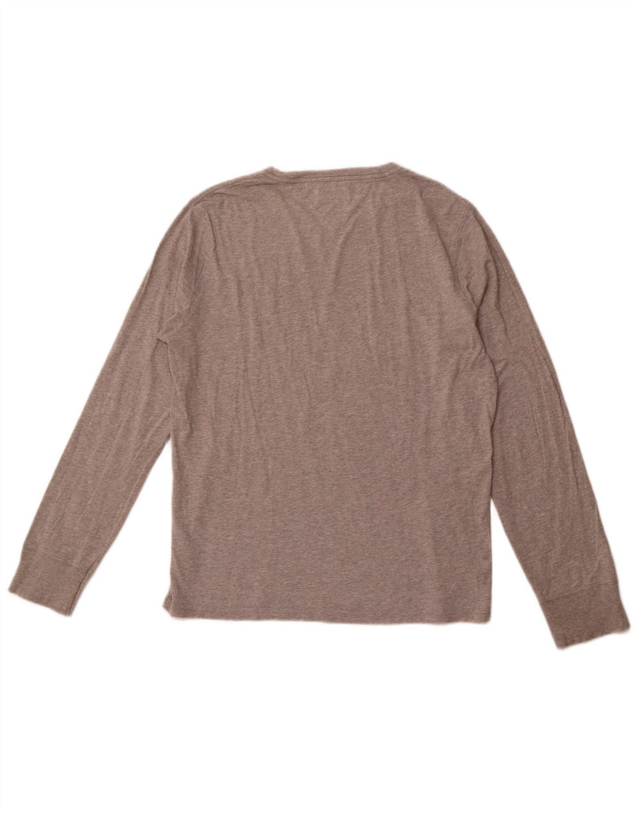 TOMMY HILFIGER Top grafico da uomo a maniche lunghe in cotone grigio medio