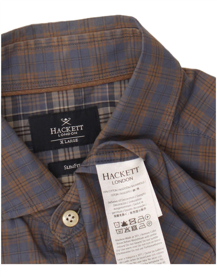 Camicia Hackett da uomo slim fit XL in cotone a quadri marrone