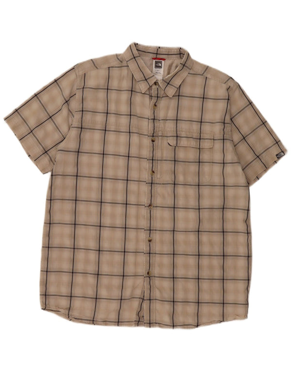 Camicia a maniche corte da uomo The North Face XL Beige a quadri in poliestere