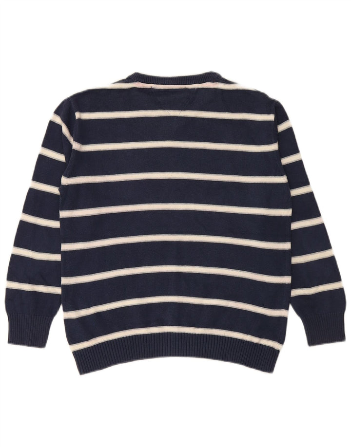TOMMY HILFIGER Maglione maglione con scollo a V per ragazzi 11-12 anni a righe blu navy