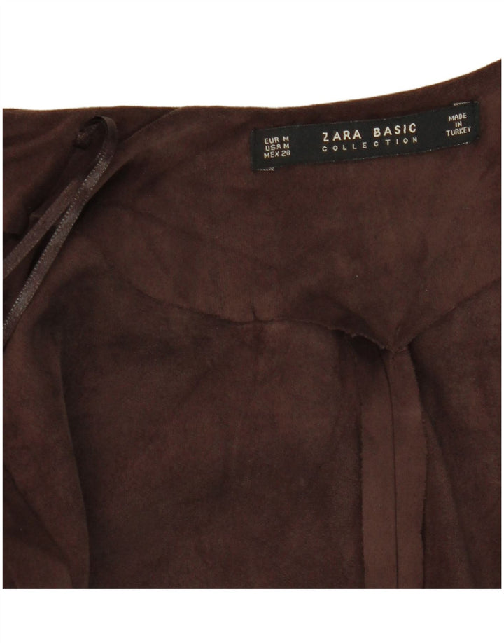 Top cardigan senza maniche lungo da donna Zara UK 12 Marrone medio
