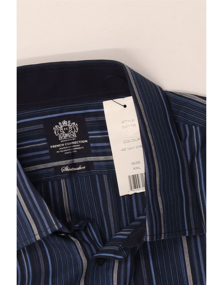 Camicia formale da uomo French Connection 2XL cotone a righe blu navy