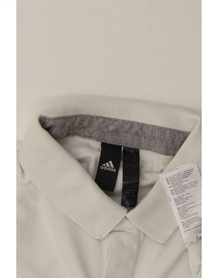 Polo Adidas da uomo grande in cotone bianco