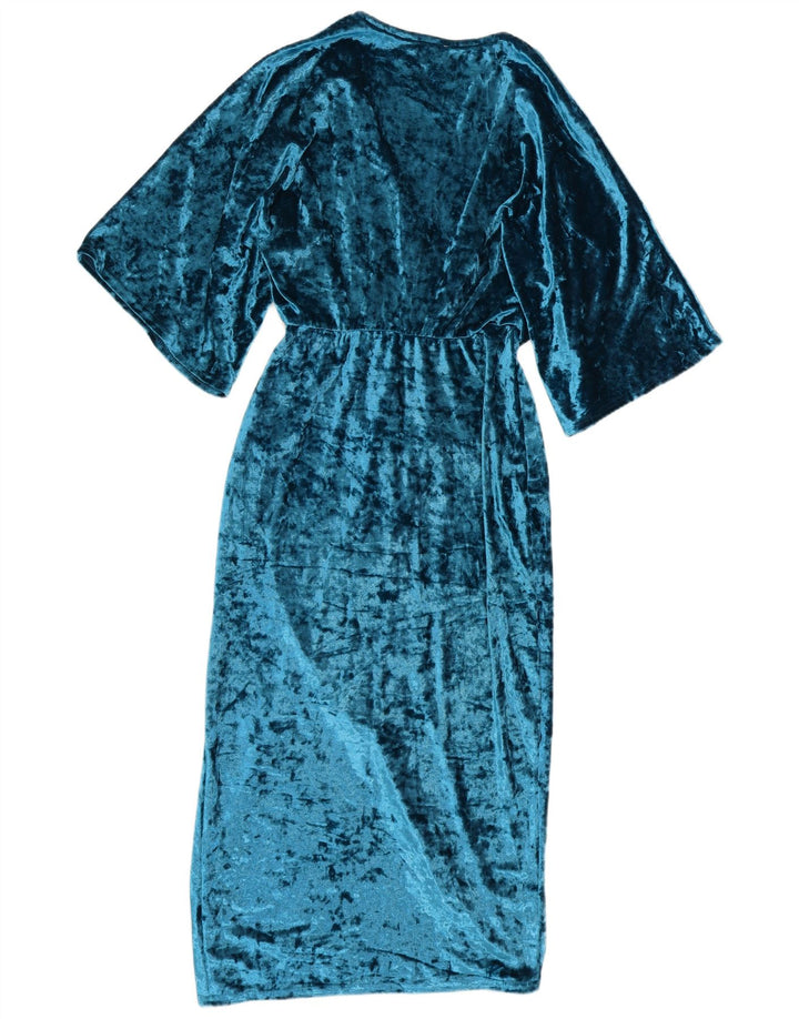 CLUB L LONDON Abito lungo a pipistrello da donna UK 10 piccolo poliestere blu