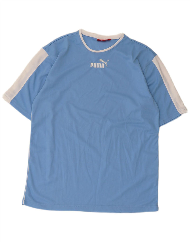 T-shirt da uomo Puma Top in poliestere color block blu medio