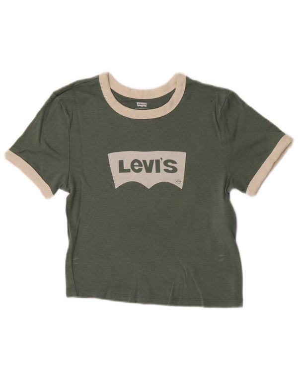 T-shirt grafica per ragazze Levi's Top 7-8 anni XS cotone verde