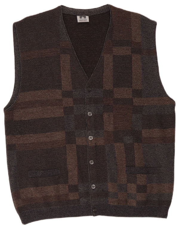 Maglione cardigan da uomo Enzo Goti 2XL Lana geometrica marrone