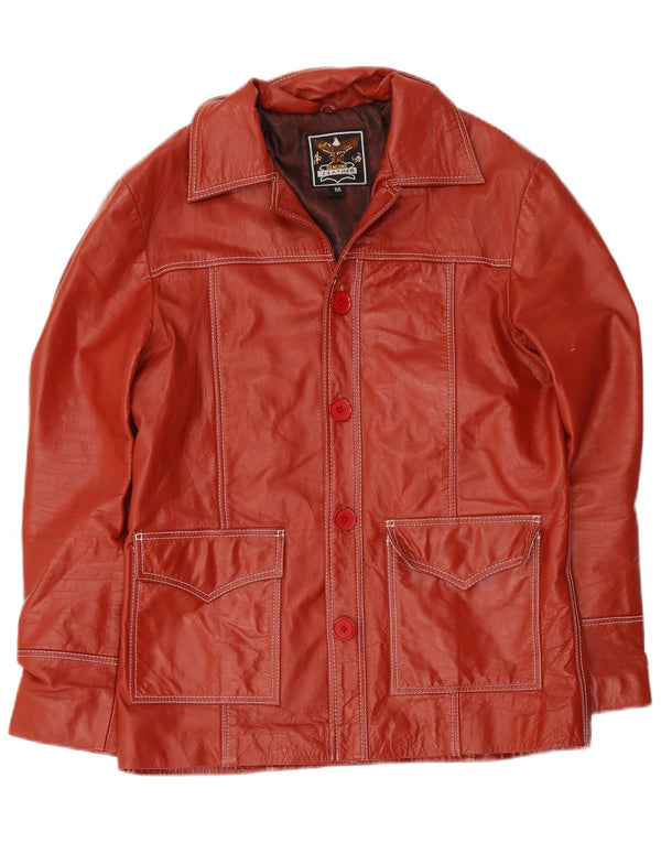 Giacca in pelle vintage da donna UK 38 rossa media