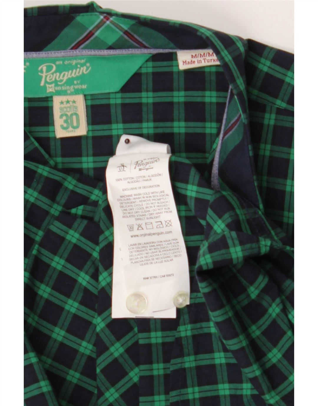 Penguin Camicia da uomo in cotone a quadri verde medio