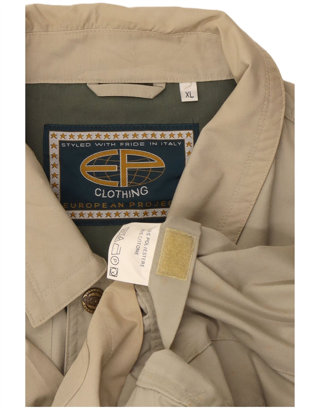Giacca utilitaria vintage da uomo UK 42 XL Poliestere beige