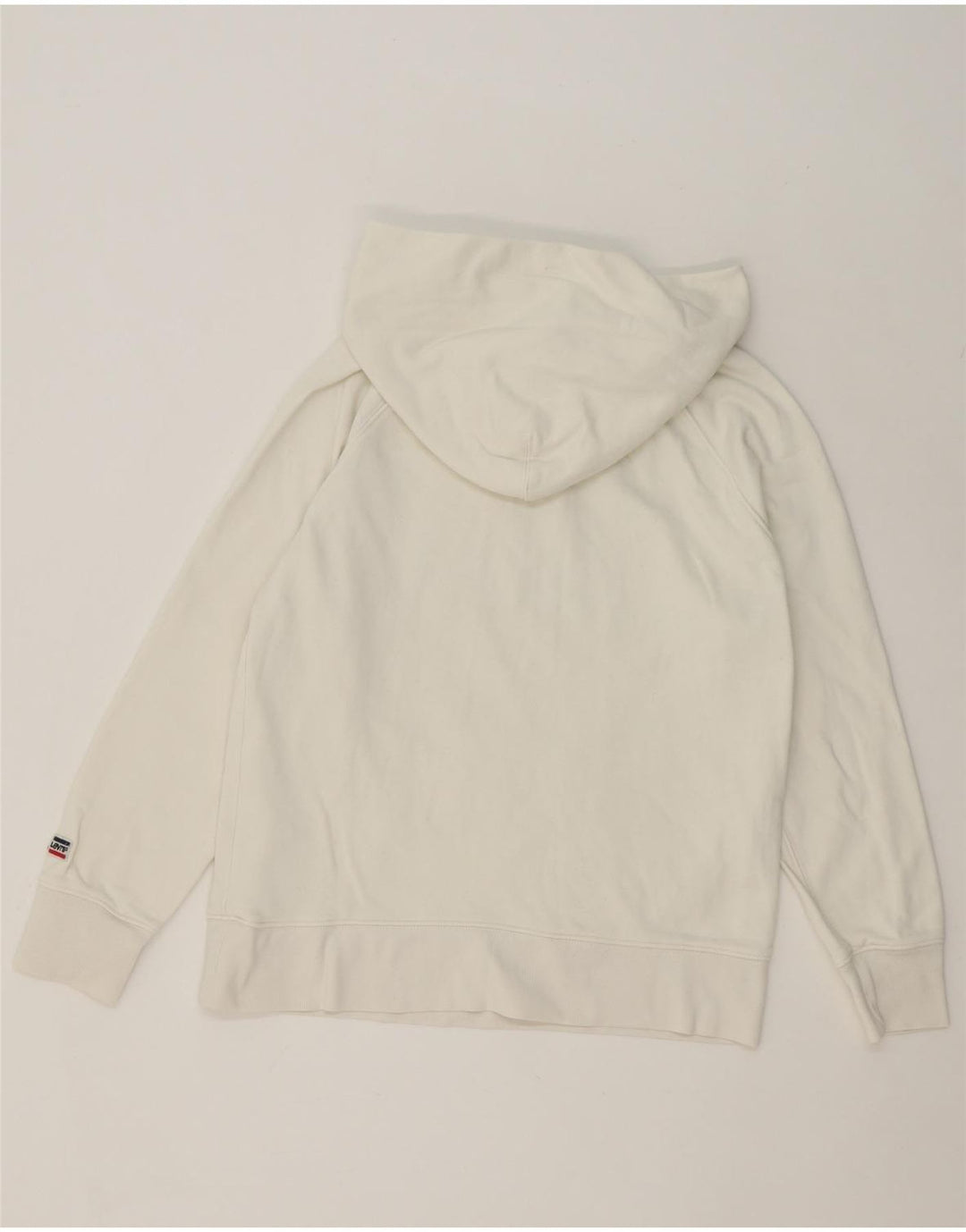 LEVI'S Mens Graphic Hoodie Jumper Small White Cotton Vintage Levi's and Second-Hand Levi's from Messina Hembry 