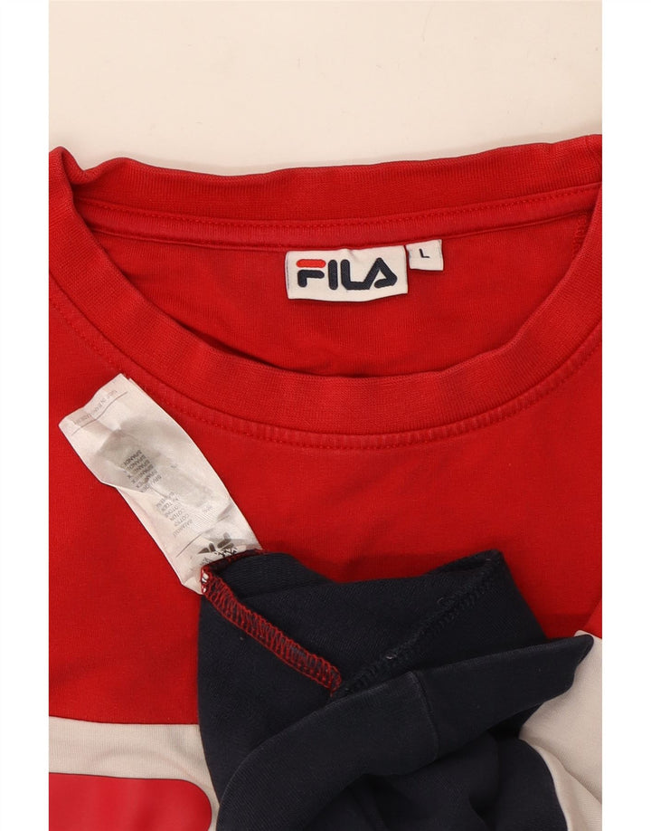 Felpa grafica da donna Fila, maglione UK 16, grande, multicolore, color block