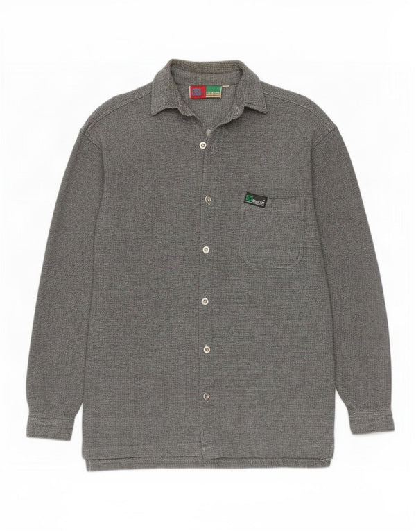 Camicia overshirt da uomo vintage in cotone gessato grigio medio
