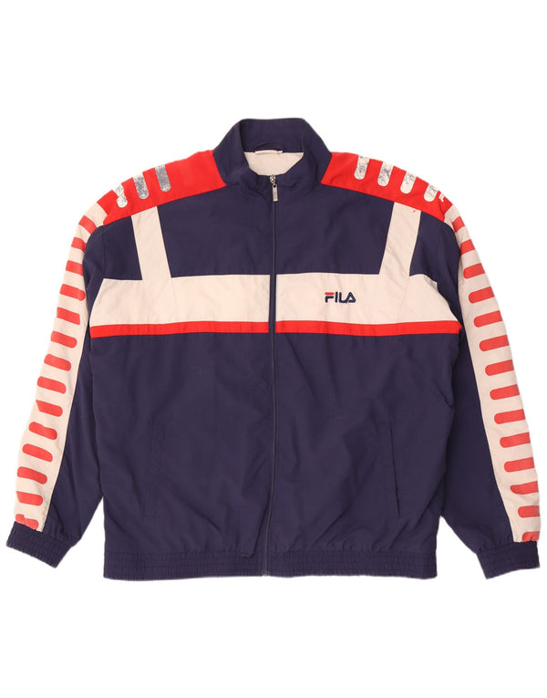 Giacca da ginnastica grafica da uomo Fila 2XL Poliestere color block blu navy