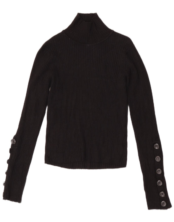 Top corto in maglia da donna Zara a maniche lunghe UK 14 grande in viscosa nera