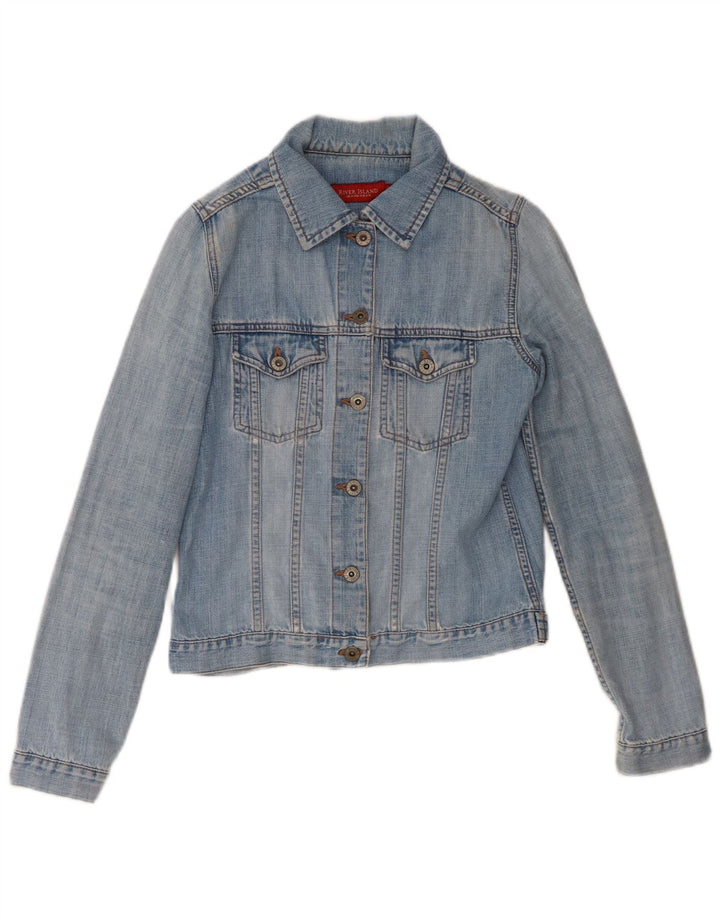 Giacca di jeans da donna River Island UK 6 XS blu cotone