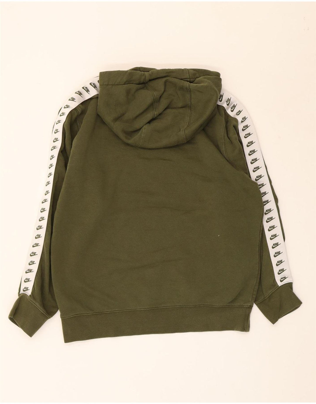 Felpa con cappuccio grafica NIKE da donna UK 14 cotone color block medio kaki
